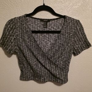 Forever 21 Charcoal Textured Crop Top